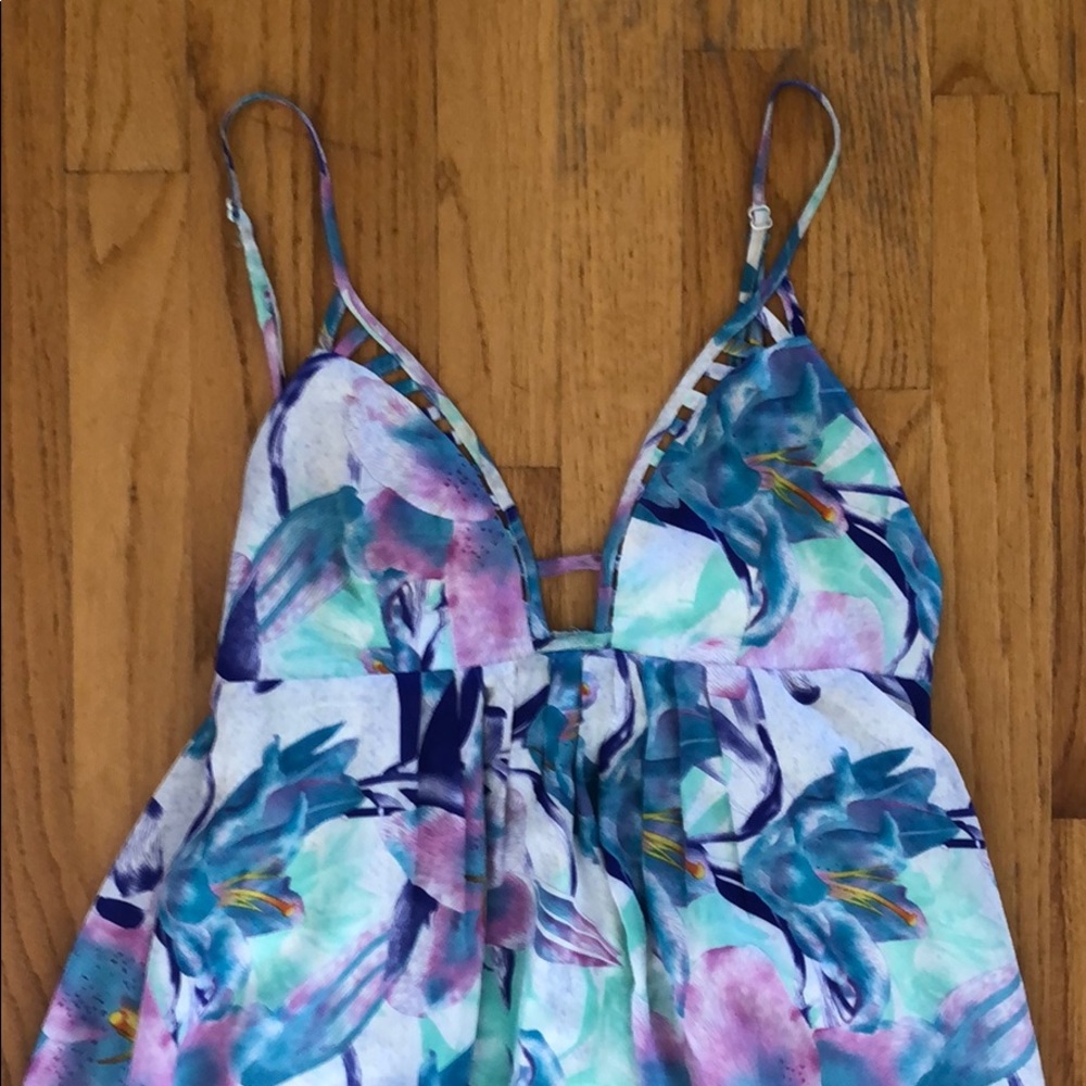 Millau lined floral high-low dress